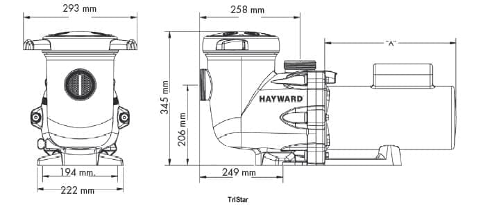 dimensions pompe tristar hayward